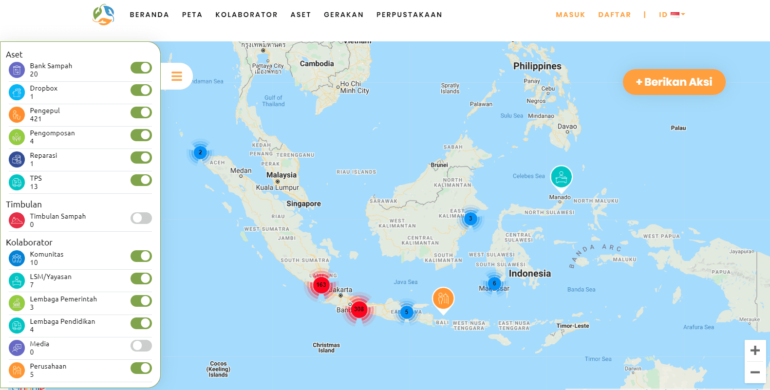 Peta Persampahan di Bebas Sampah ID Platform Persampahan Nasional dan Manajemen Sampah Online