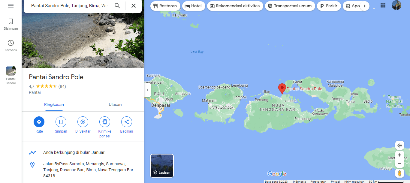 SS of Sumbawa island map